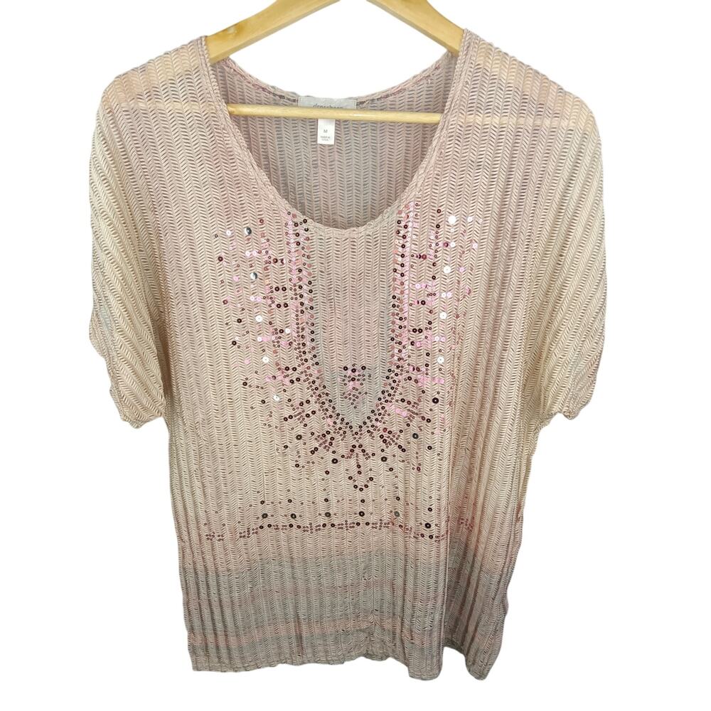 dress barn Blush Pink Sequin Short Sleeve Knit Top